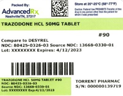 label 3 - Trazodone HCL 50mg 80425 0326 03
